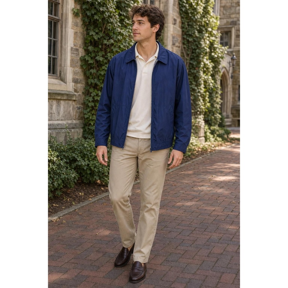 Vintage Hill & Archer Windbreaker Jacket Men's XL Navy Preppy Ivy Golf